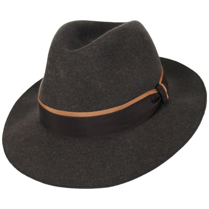 Stefeno Hats | Desmond Crushable Wool Felt Fedora Hat | 136066 | lead | BROWN MIX