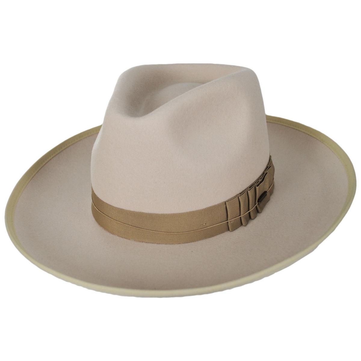 BRIXTON HATS | Reno Wool Felt Fedora Hat | 135651 | lead | BONE/SAND