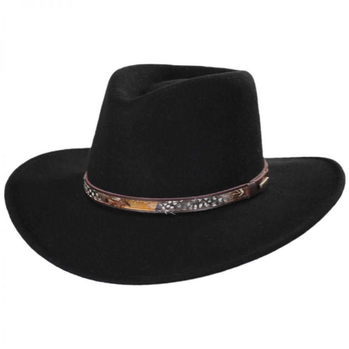 Stetson | Linwood Crushable Wool Felt Outback Hat | 130682 | lead | BLACK