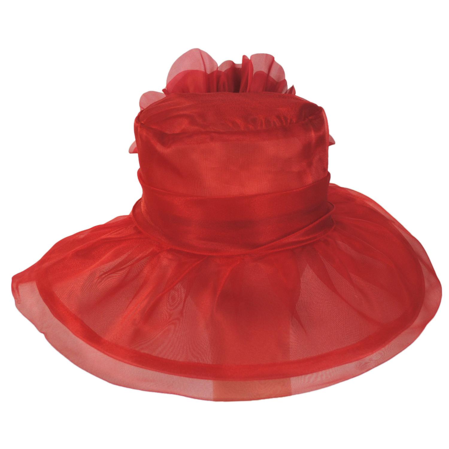 Sophia | Flower Clip Organza Dress Hat | 122910 | front | RED
