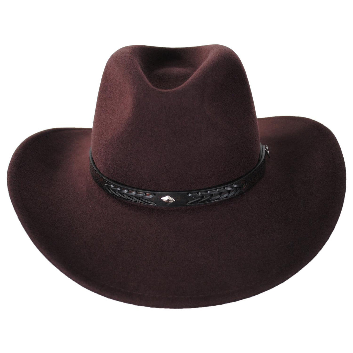 Jaxon Hats | Wyatt Wool Felt Western Cowboy Hat | 135009 | front | BROWN