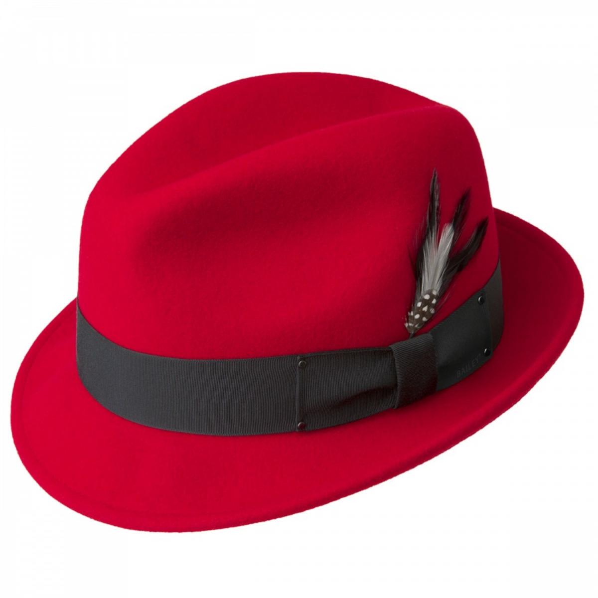 Bailey 1922 | Tino Wool LiteFelt Trilby Fedora Hat | 130008 | lead | RED