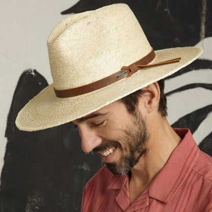 BRIXTON HATS | Field Proper Palm Straw Fedora Hat - FINAL SALE | 128337 | lsmone | NATURAL/BROWN