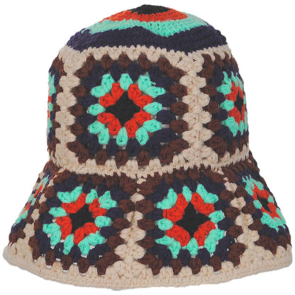 BRIXTON HATS | Granny Square Crochet Knit Bucket Hat | 185555 | front | MUTLI COLOR