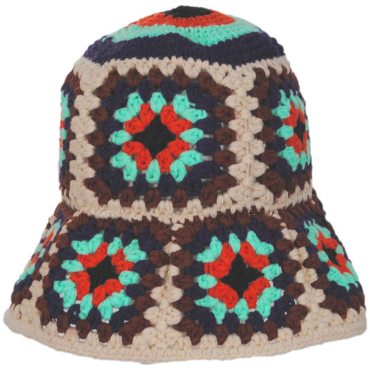 BRIXTON HATS | Granny Square Crochet Knit Bucket Hat | 185555 | front | MUTLI COLOR