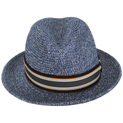 Bailey 1922 | Salem Braided Toyo Straw Fedora Hat - Heather Blue | 127810HB | front | HEATHER BLUE