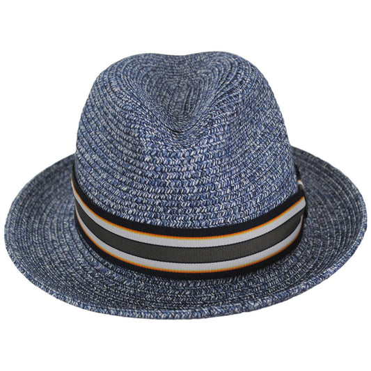 Bailey 1922 | Salem Braided Toyo Straw Fedora Hat - Heather Blue | 127810HB | front | HEATHER BLUE