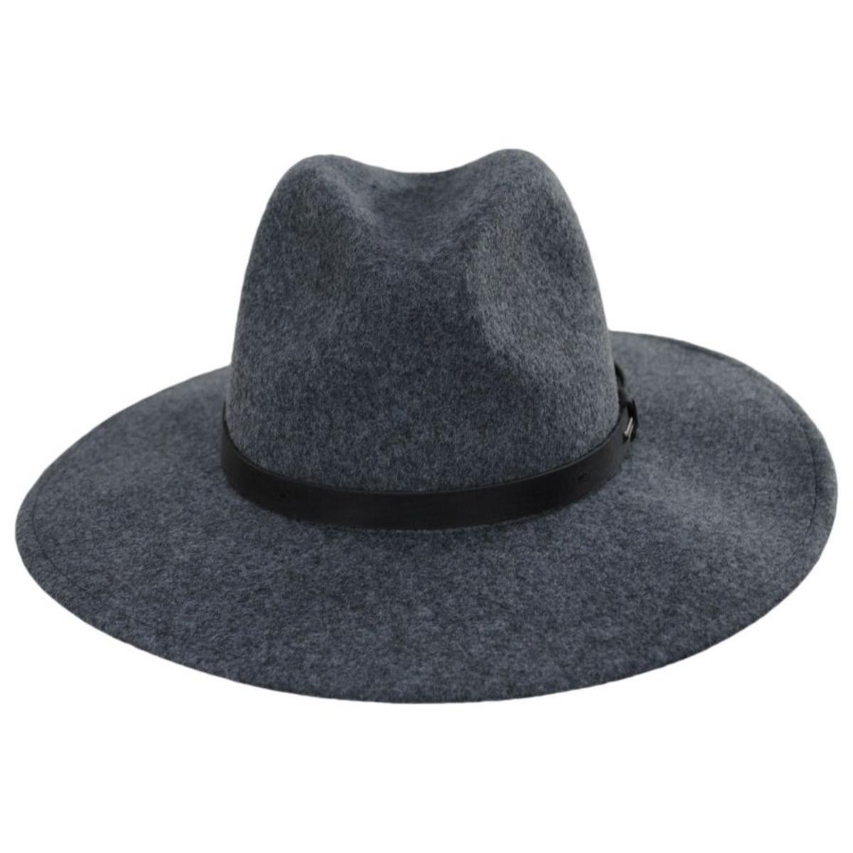 BRIXTON HATS | Field Proper Wool Felt Fedora Hat - Dark Heather Grey | 135647DHG | front | DARK HEATHER GREY