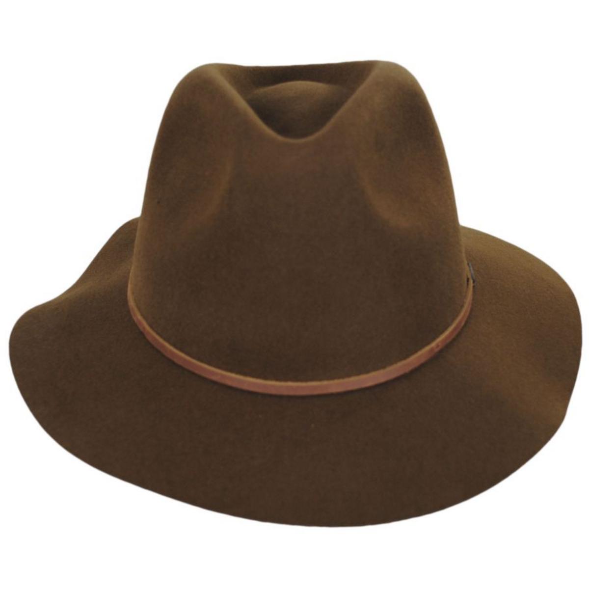 BRIXTON HATS | Wesley Packable Wool Felt Fedora Hat - Coffee | 135638COF | front | COFFEE
