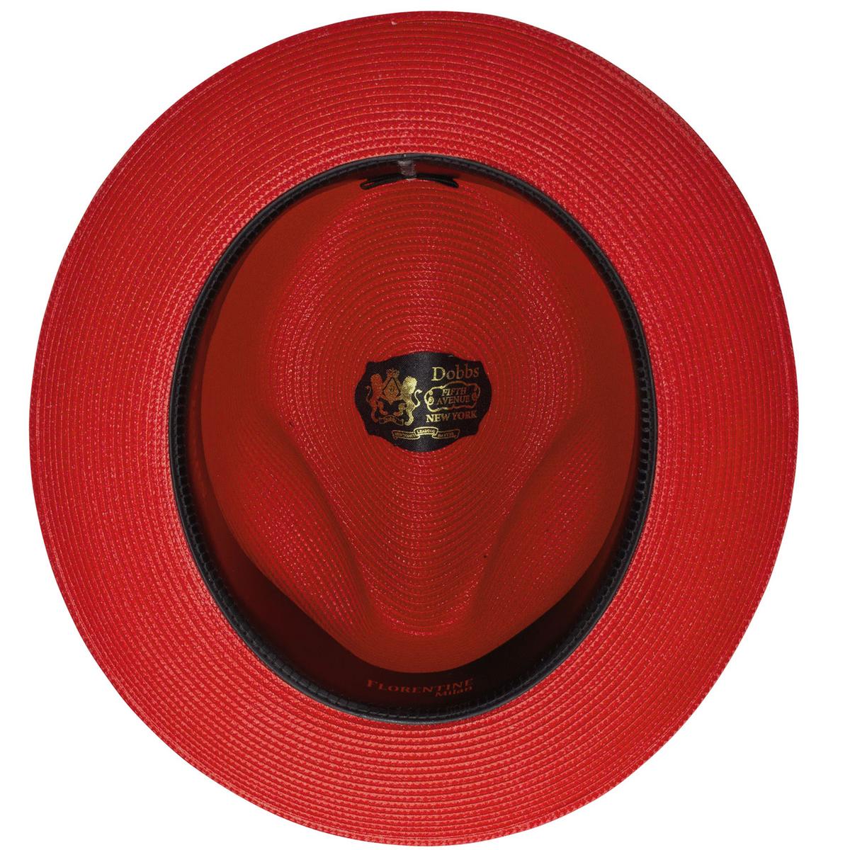Dobbs | Rosebud Florentine Milan Poly Straw Fedora Hat | 127013 | under | RED
