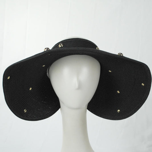 San Diego Hat Company | Ruth Ultrabraid Toyo Straw Roll Visor | 197309 | front | BLACK