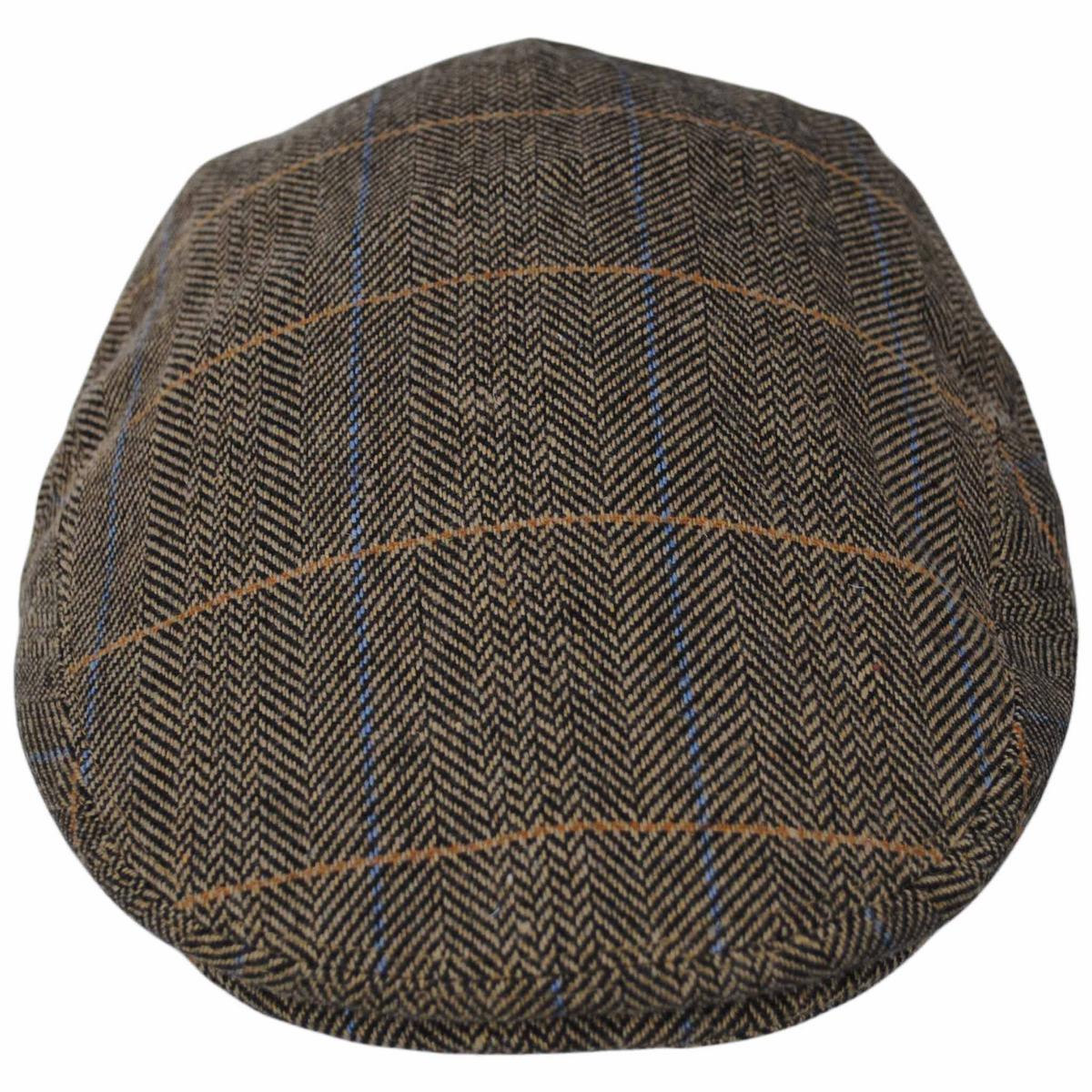 Jaxon Hats | Croydon Herringbone Plaid Wool Blend Ivy Cap | 167748 | front | TAN
