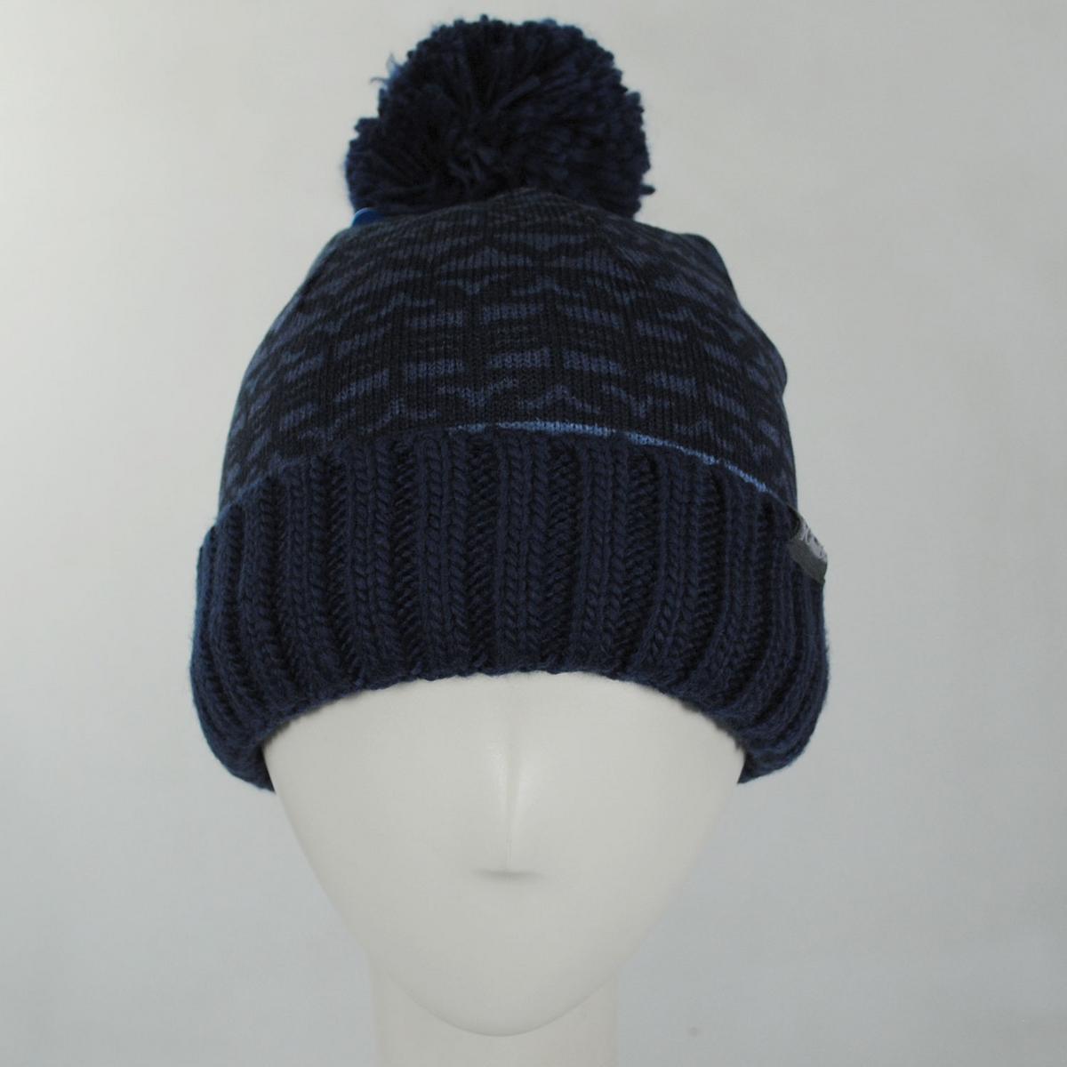 Columbia Sportswear | Sweater Weather Pom Beanie Hat | 500744 | front | COLLEGIATE NAVY MADRAS