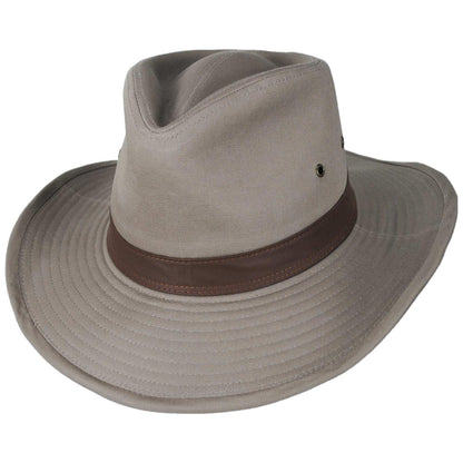 Dorfman Pacific | Cotton Twill Outback Fedora Hat | 400232 | lead | KHAKI