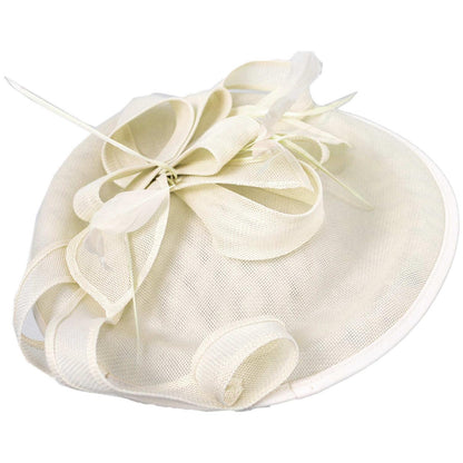 Sophia | Ribbon & Flax Linen Fabric Fascinator Hat | 122904 | lead | IVORY