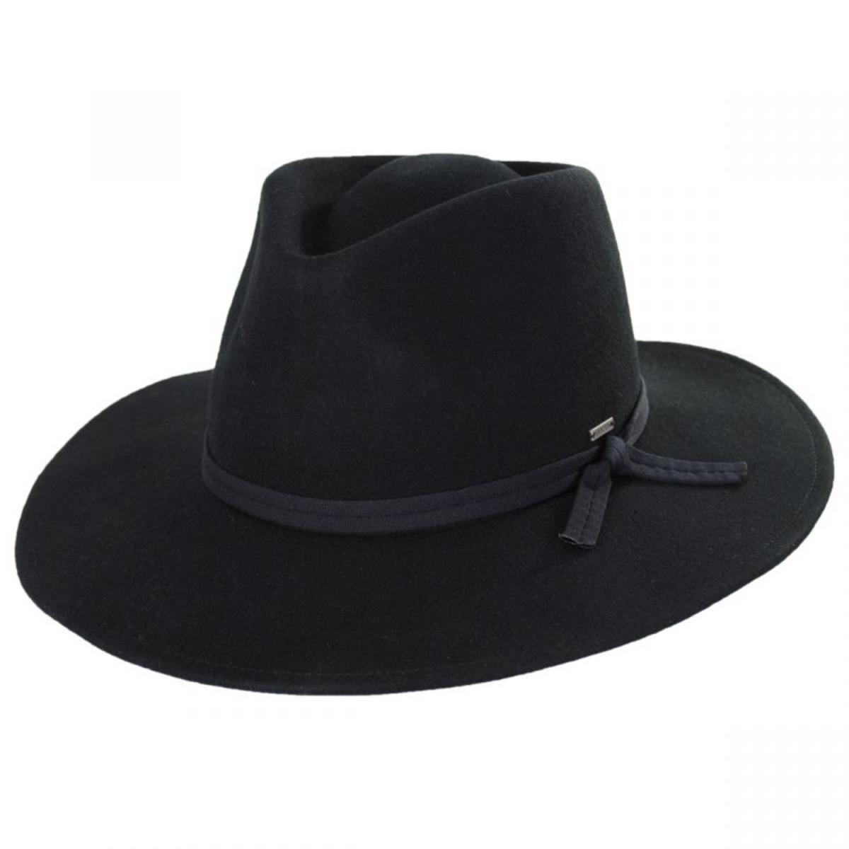 BRIXTON HATS | Joanna Packable Wool Felt Fedora Hat | 123926 | lead | BLACK