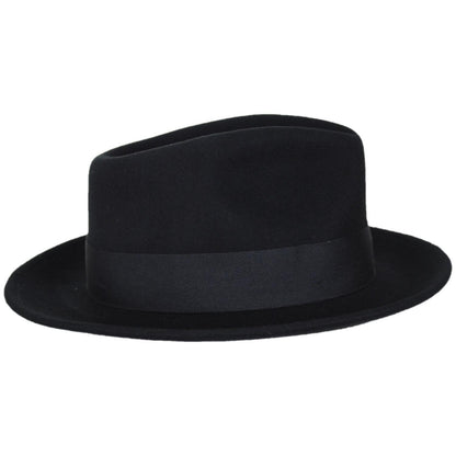 Jaxon Hats | C-Crown Crushable Wool Felt Fedora Hat | 135003 | profiletwo | BLACK