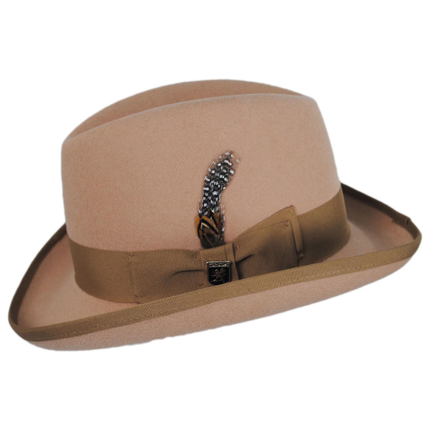 Stacy Adams | Wool Felt Homburg Hat | 130463 | profile | CAMEL