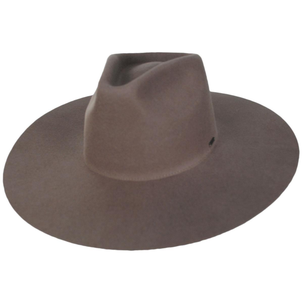 BRIXTON HATS | Primrose Wool Felt Wide Brim Fedora Hat | 123908 | lead | TWIG