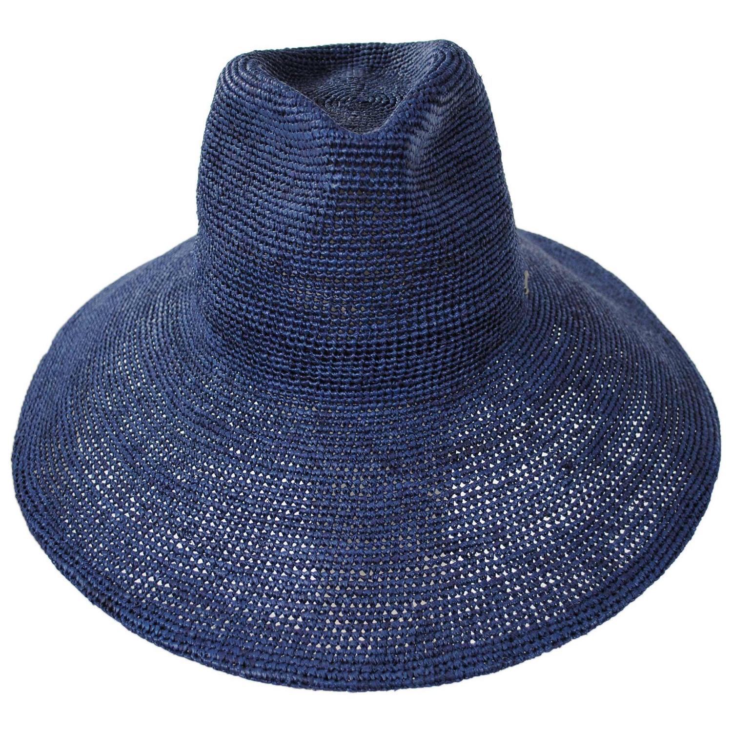 BRIXTON HATS | Helena Raffia Straw Fedora Hat | 104064 | front | MIDNIGHT BLUE