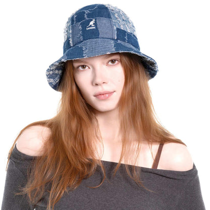 Kangol | Denim Mashup Casual Bucket Hat | 185841 | lsfone | MEDIUM BLUE