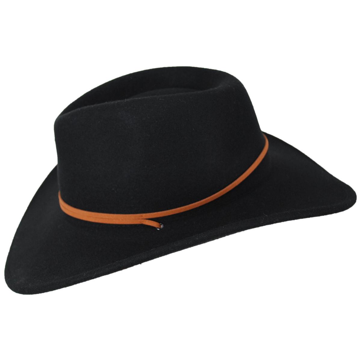 Jaxon Hats | Crushable Wool Felt Chincord Outback Hat | 132002 | profile | BLACK