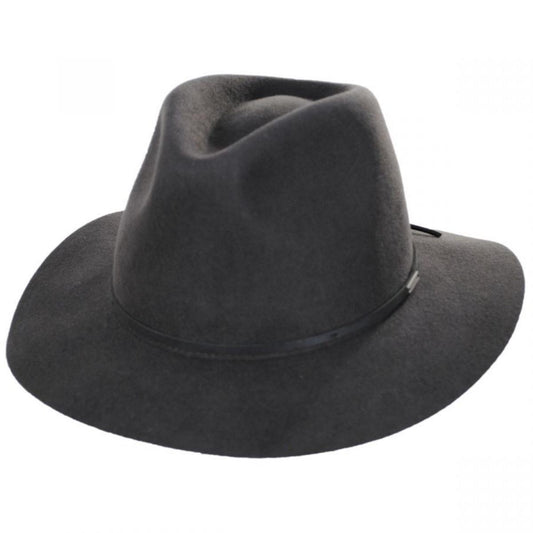 BRIXTON HATS | Wesley Packable Wool Felt Fedora Hat - Washed Black | 135638WB | lead | WASHED BLACK
