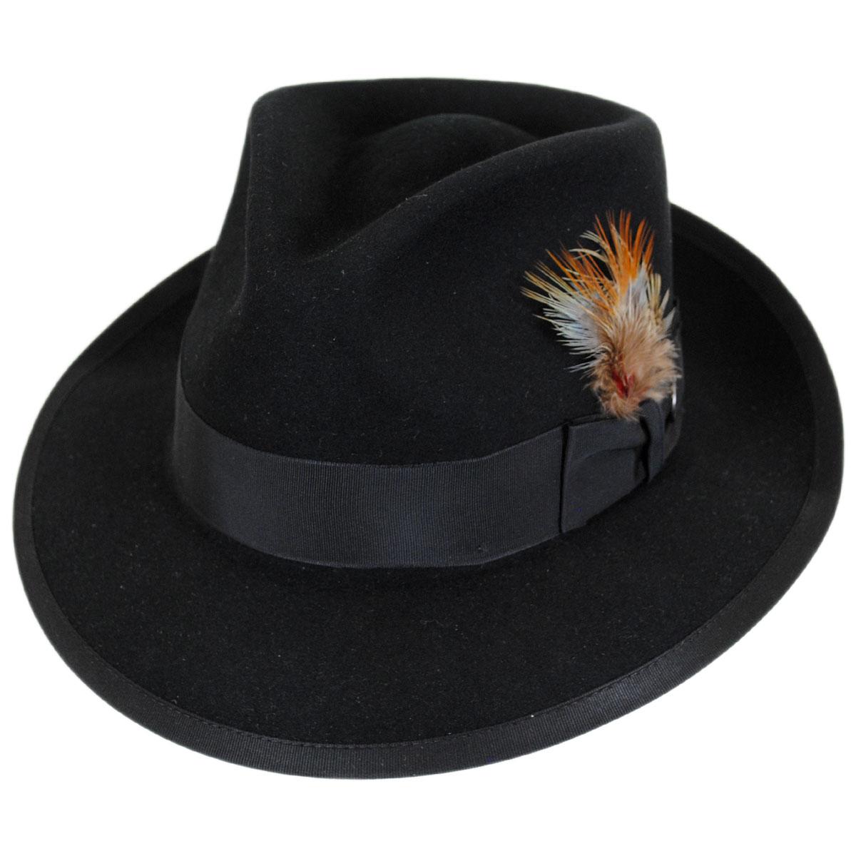 Stetson | Whippet Fur Felt Fedora Hat | 130635 | lead | BLACK