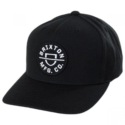 BRIXTON HATS | Crest 5-Panel Snapback Baseball Cap | 201790 | lead | BLACK/WHITE
