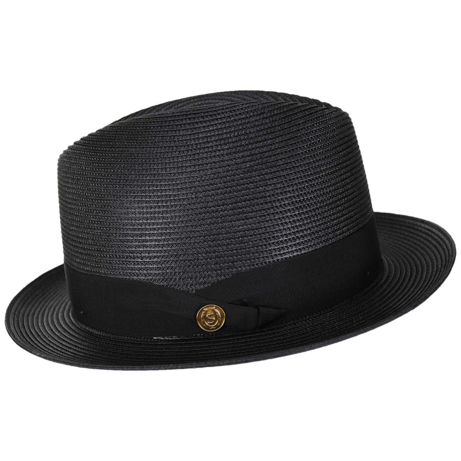 Stetson | Parker Florentine Milan Straw Fedora Hat | 127072 | profile | BLACK