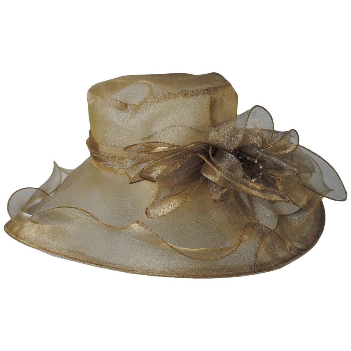 San Diego Hat Company | Organza Pearl Boater Dress Hat | 121052 | profile | GOLD