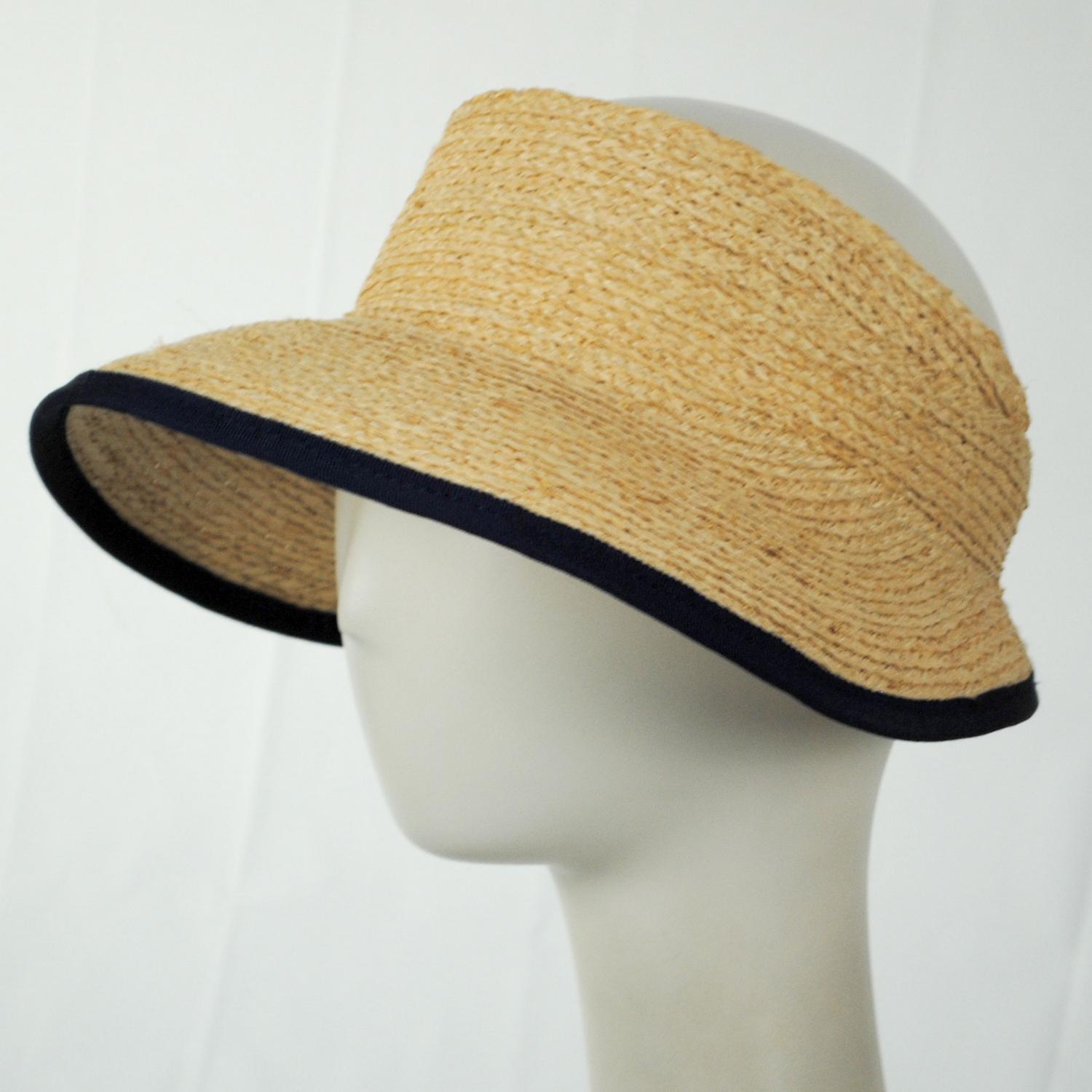 Kathy Jeanne | Updo Raffia Straw Visor | 198700 | profile | NATURAL/BLACK