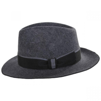 Stefeno Hats | Desmond Crushable Wool Felt Fedora Hat | 136066 | profile | GREY MIX
