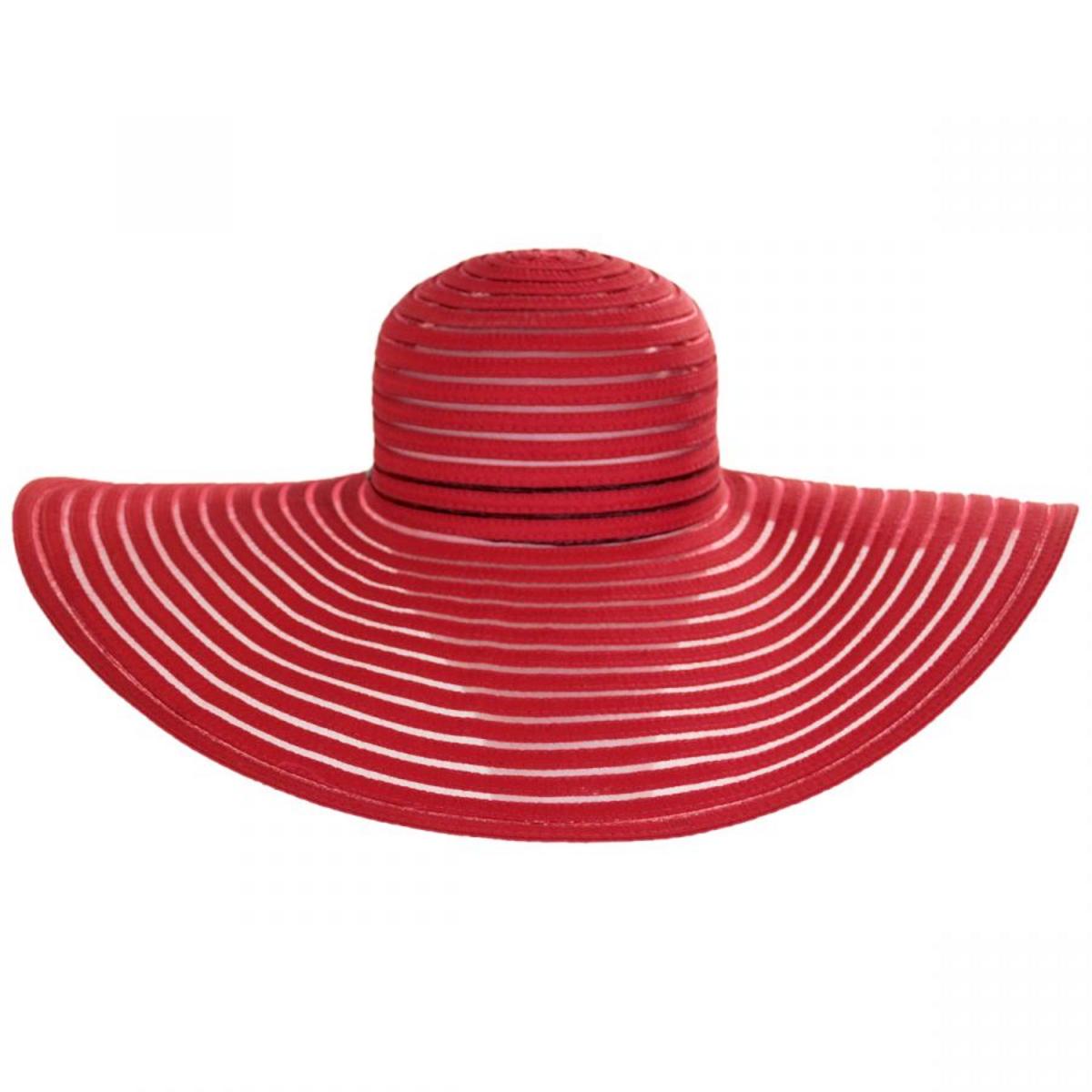 Karen Keith | Ribbon and Mesh Swinger Sun Hat | 102229 | front | RED