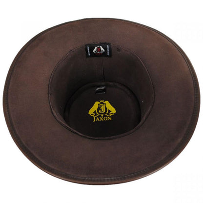 Jaxon Hats | Crusher Leather Outback Hat | 147202 | under | BROWN