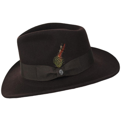Jaxon Hats | Wholesale Ford Crushable Wool Felt Fedora Hat B2B Pre-Pack | B2B135004 | profile | BROWN