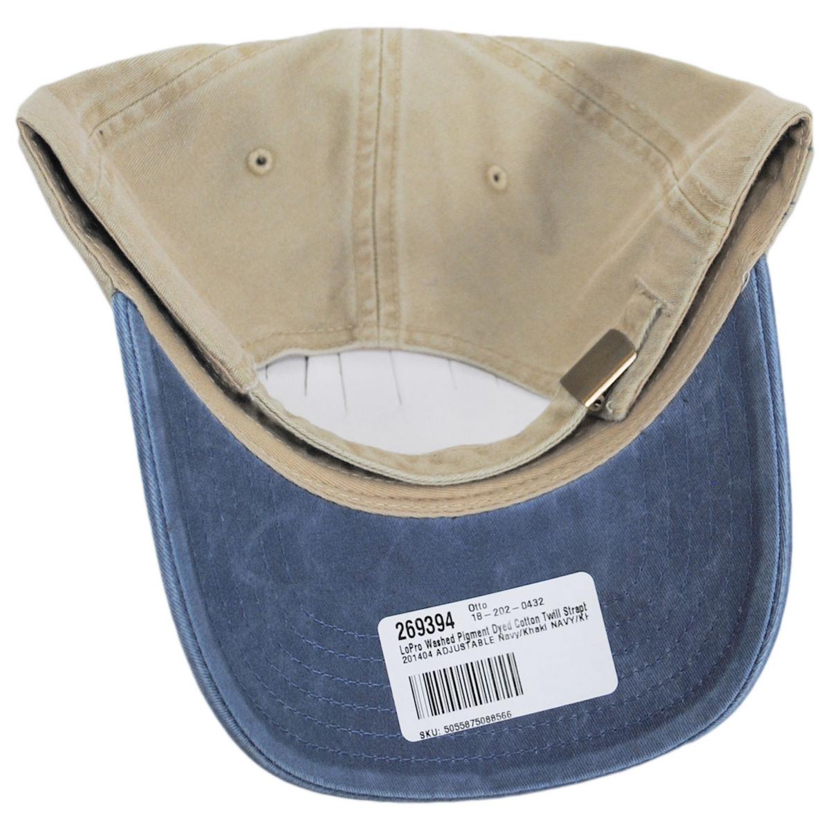Otto | LoPro Washed Pigment Dyed Cotton Twill Strapback Baseball Cap Dad Hat | 201404 | under | NAVY/KHAKI