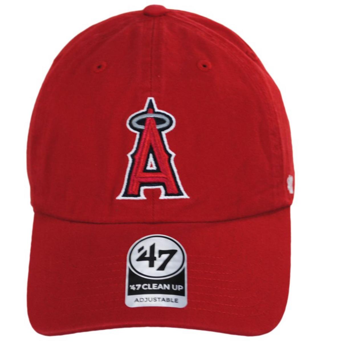 47 Brand | Los Angeles Angels of Anaheim MLB Home Clean Up Strapback Baseball Cap Dad Hat | 203022 | front | RED