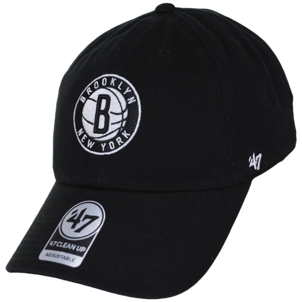 47 Brand | Brooklyn Nets NBA Clean Up Strapback Baseball Cap Dad Hat | 204210 | lead | BLACK