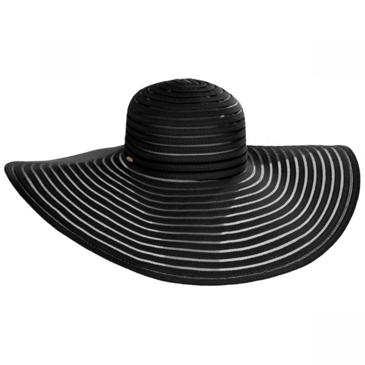 Karen Keith | Ribbon and Mesh Swinger Sun Hat | 102229 | lead | BLACK