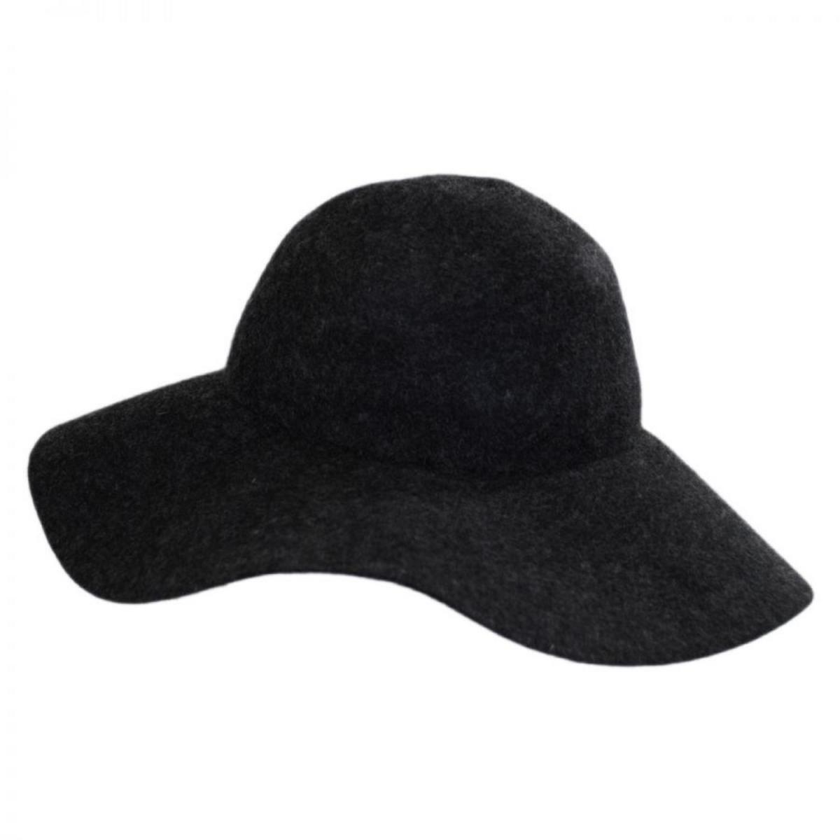 Scala | Boho Wool Felt Swinger Hat | 123472 | front | CHARCOAL