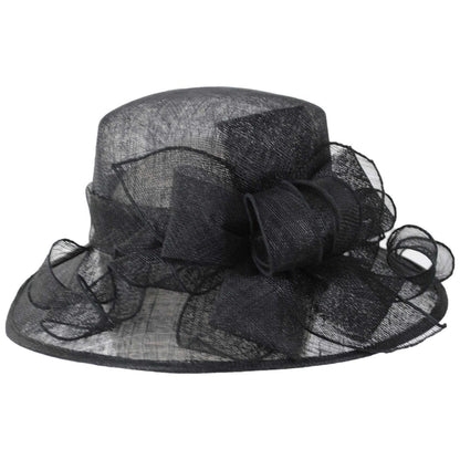 C.C Hats | Bow & Swirls Sinamay Straw Boater Dress Hat | 124268 | profile | BLACK