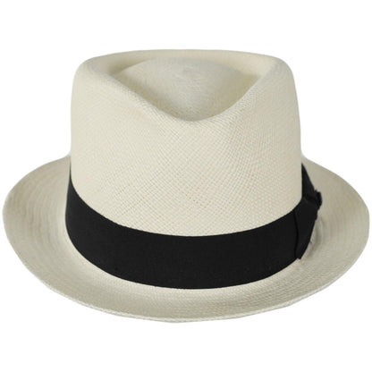Bigalli | Boston Panama Straw Trilby Fedora Hat | 129202 | front | WHITE