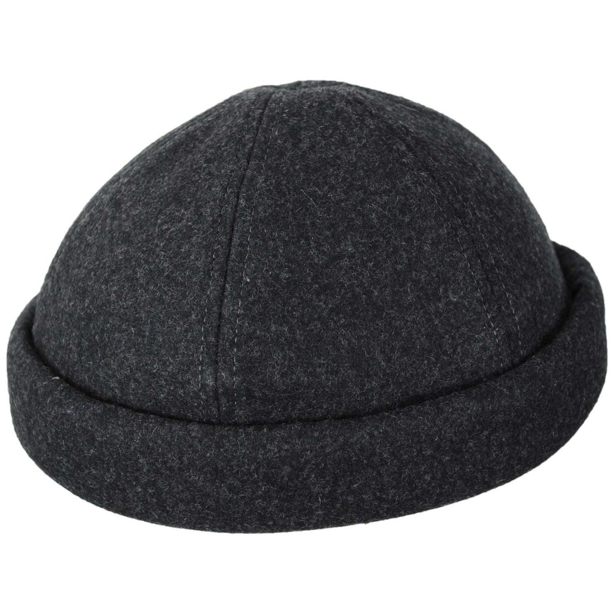 Dorfman Pacific | Melton Wool Blend Skull Cap Beanie Hat | 500048 | profile | CHARCOAL