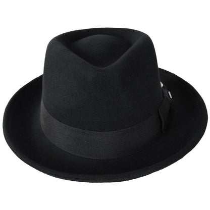 Stacy Adams | Mickey Wool Felt Fedora Hat | 130425 | front | BLACK/WHITE