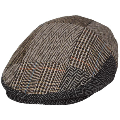Jaxon Hats | Herringbone Patchwork Wool Blend Ivy Cap | 167734 | lead | BROWN/GREY