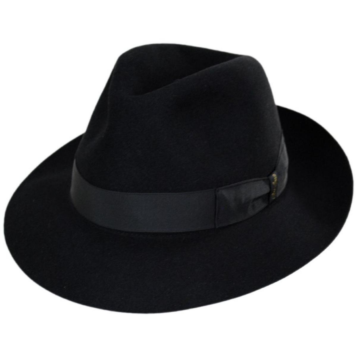 Borsalino | Alessandria Shaved Fur Felt Fedora Hat  | 136306 | lead | BLACK
