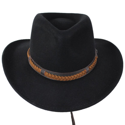 Scala | Sutherland Wool Felt Outback Hat | 130448 | front | BLACK