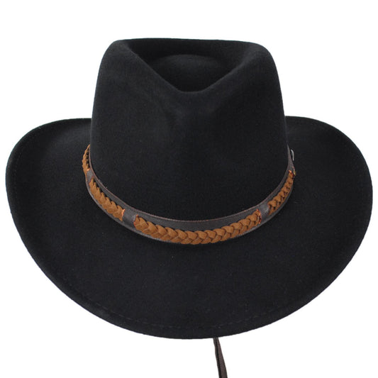 Scala | Sutherland Wool Felt Outback Hat | 130448 | front | BLACK