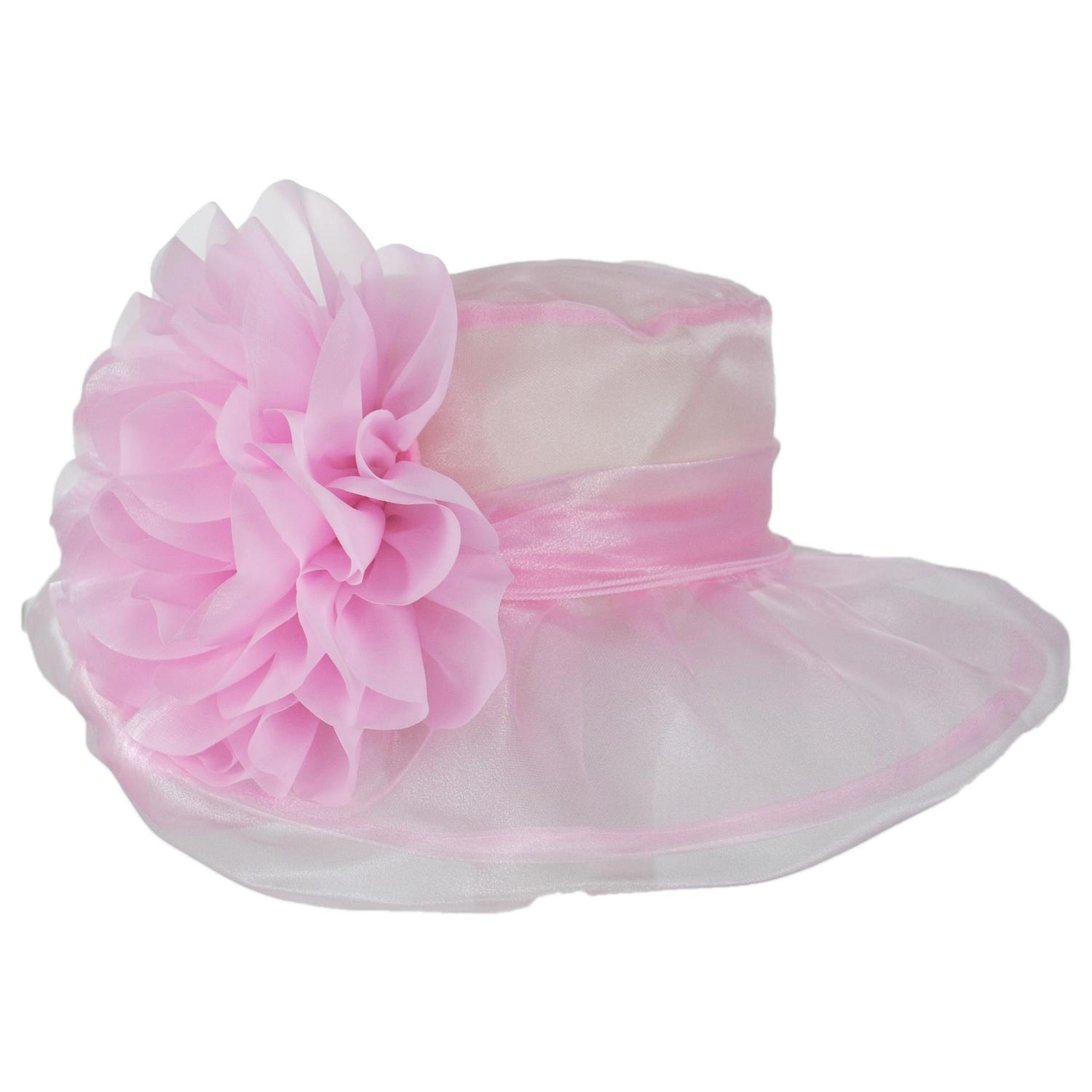 Sophia | Flower Clip Organza Dress Hat | 122910 | profile | PINK